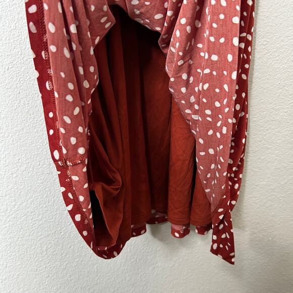 41 Hawthorn Dress Kassidy Faux Wrap V-Neck Burnt Orange Dot Large Jersey Knit - Picture 5 of 9